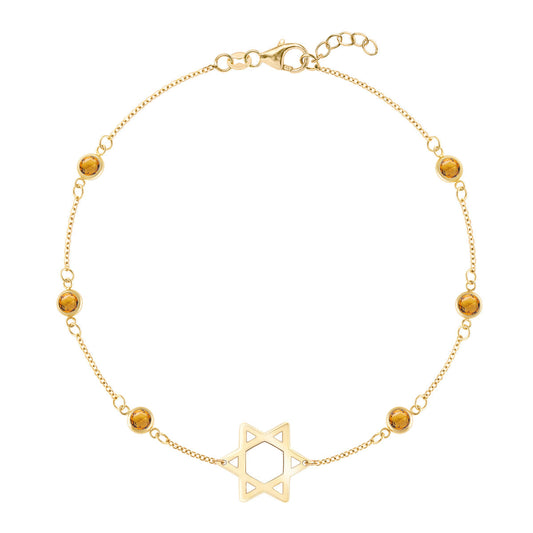 1.5 TCW Round Citrine Lab Made Diamond-November Birthstone Bracelet 1