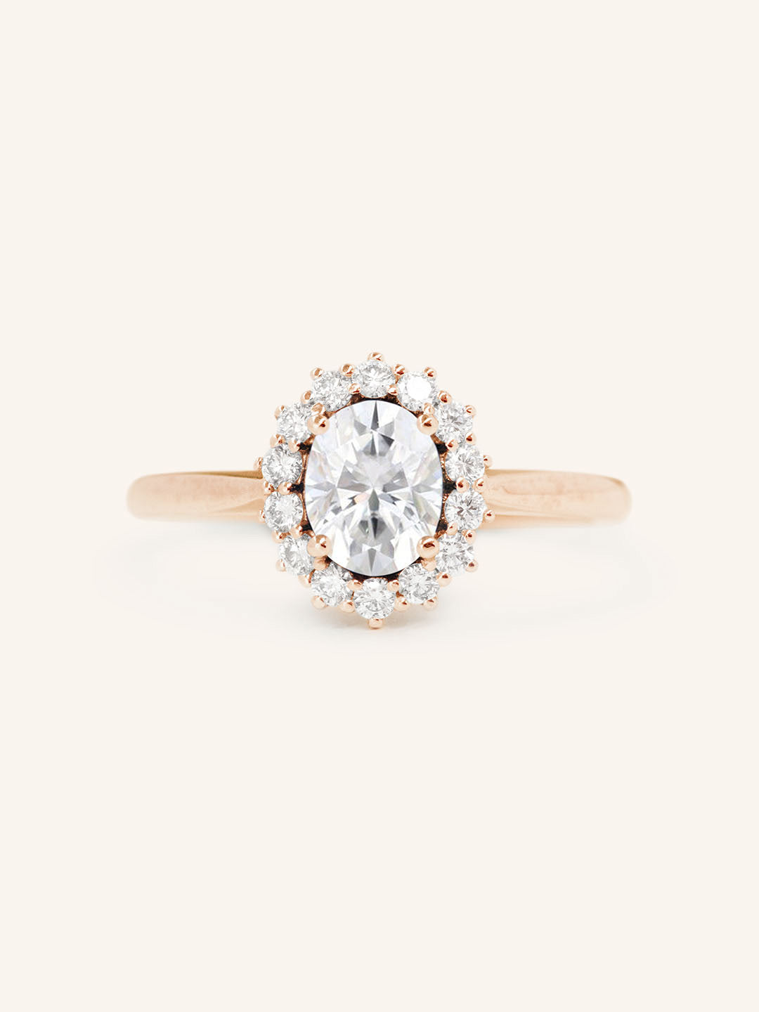 Stunning 1 CT Oval Moissanite Engagement Ring With Halo Design 5