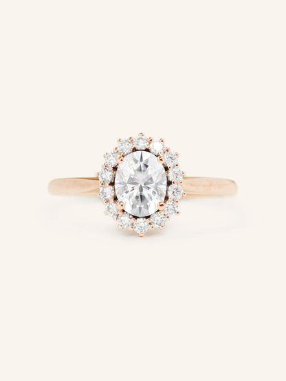 Stunning 1 CT Oval Moissanite Engagement Ring With Halo Design 5