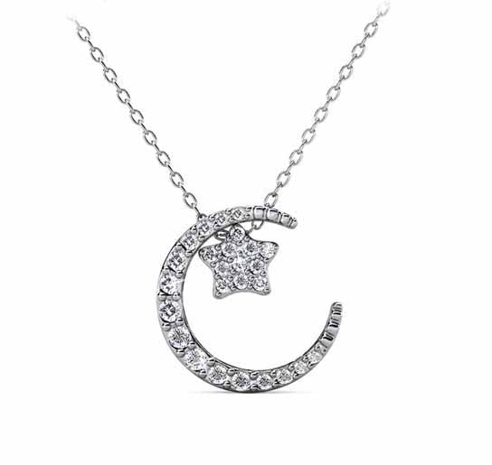 Round Cut Cubic Zirconia in 925 Sterling Silver Necklace 7