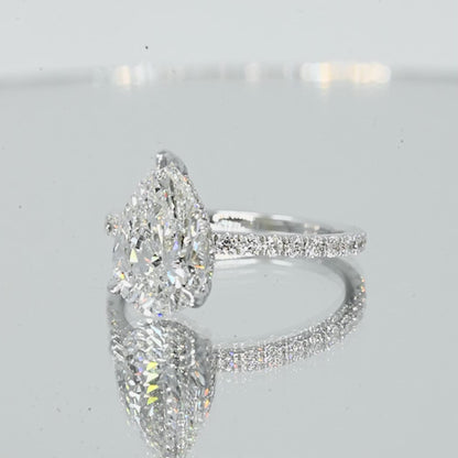 Stunning 2.0 CT Pear Moissanite Engagement Ring with Hidden Halo & Pave Design 4