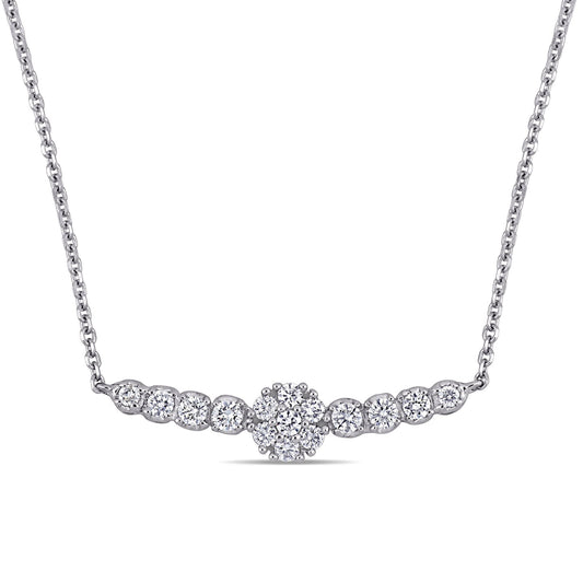 Round Cut Cubic Zirconia in 925 Sterling Silver Necklace 1