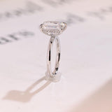 Stunning 1.0 - 2.0 CT Emerald Moissanite Engagement Ring with Hidden Halo Design 8