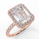 Stunning 2.53 CT Emerald Moissanite Engagement Ring with Halo & Pave Design 8