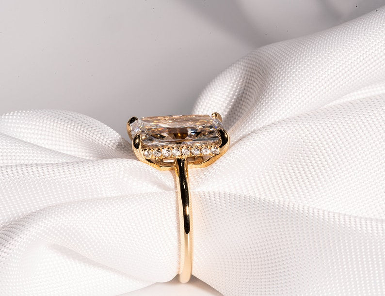 Classic 4.01 CT Radiant Moissanite Engagement Ring with Hidden Halo Design 10