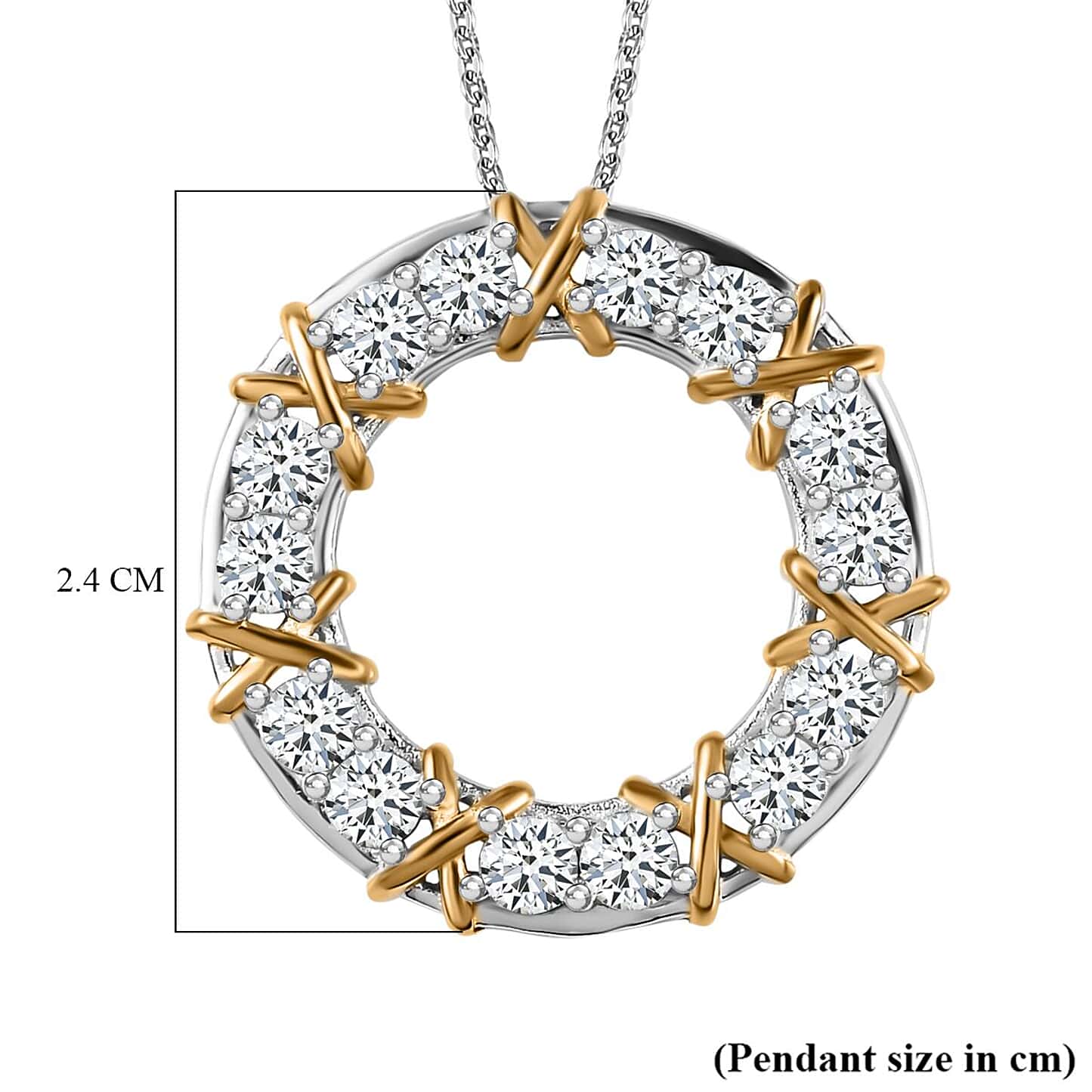 Round Cut Cubic Zirconia in 925 Sterling Silver Necklace 6