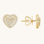 0.80 TCW Round Cut Moissanite Heart Halo Stud Earrings in Gold 1