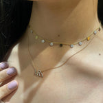 0.50 TCW Round Moissanite Diamond Gold Disc Dangler Necklace in Solid Gold 8