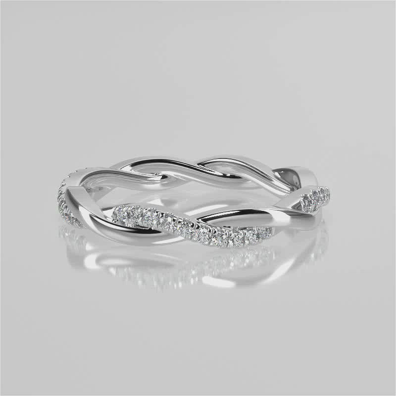 Stunning 0.11 TCW Round Moissanite Stones Twisted Wedding Bands 4