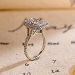 5.0 CT Radiant Shaped Moissanite Engagement Ring With Halo Split Shank Pave Accents 3