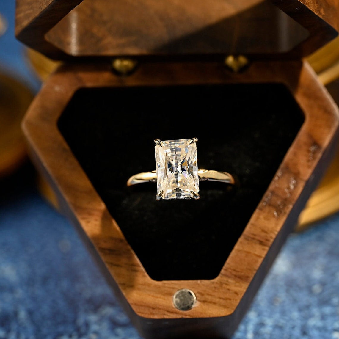 3.5 CT Radiant Shaped Moissanite Engagement Ring With Hidden Halo Style 1