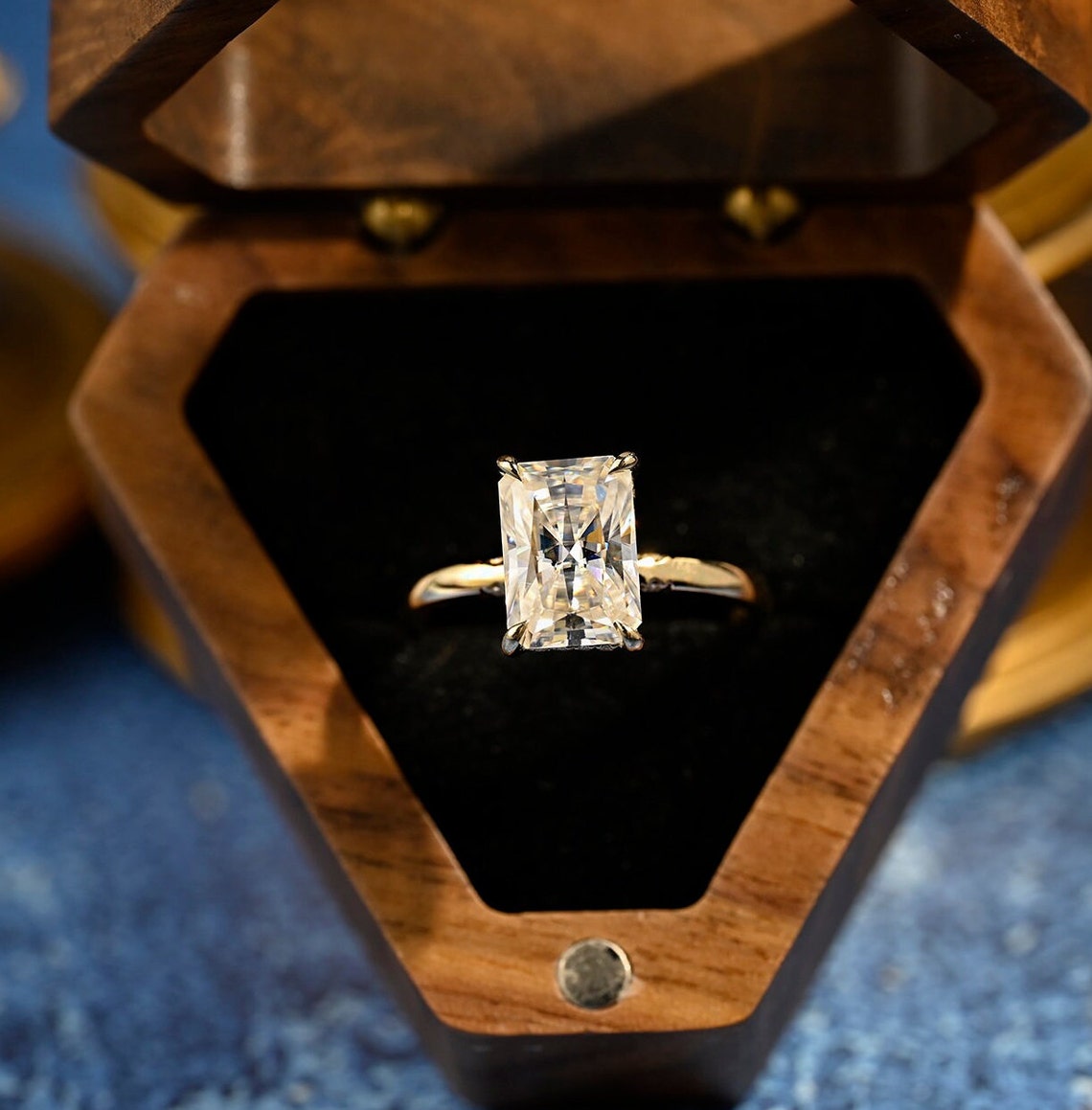 3.5 CT Radiant Shaped Moissanite Engagement Ring With Hidden Halo Style 1