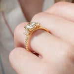 Stunning 0.50-1.50 CT Round Moissanite Engagement Ring With Three Stone & Pave Design 5