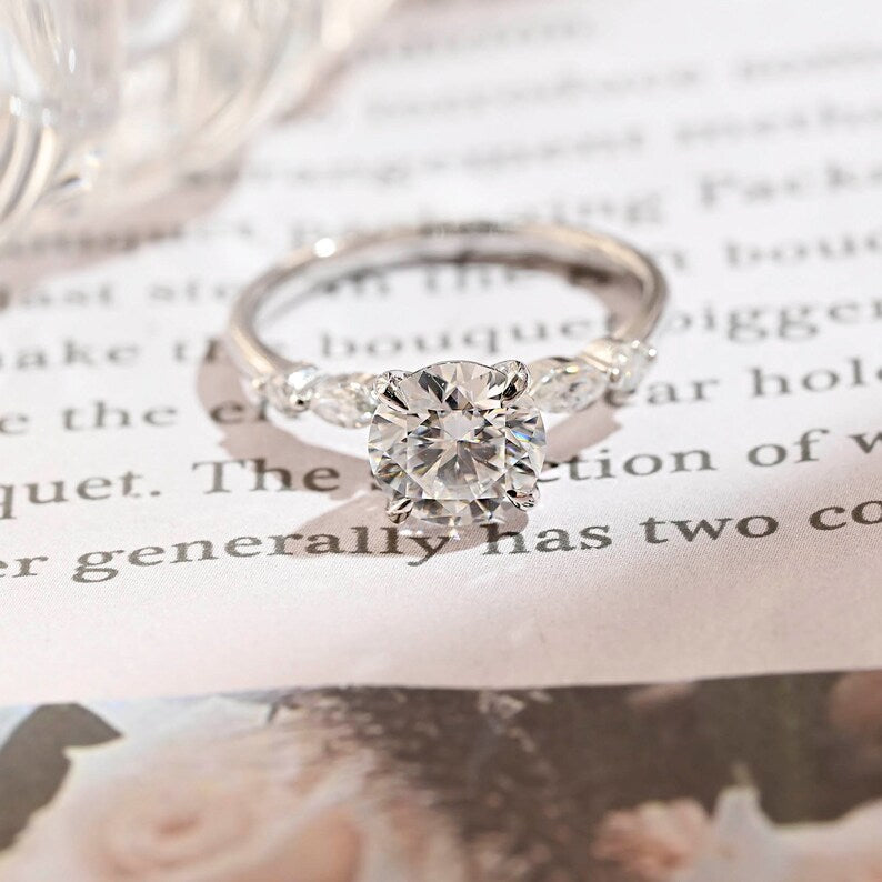 Stunning 2.0 CT Round Moissanite Engagement Ring with Pave Design 9