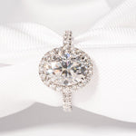 Stunning 2.0 CT Oval Moissanite Engagement Ring with Halo & Pave Design 7