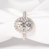 Stunning 2.0 CT Oval Moissanite Engagement Ring with Halo & Pave Design 7