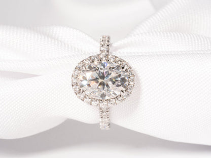 Stunning 2.0 CT Oval Moissanite Engagement Ring with Halo & Pave Design 7
