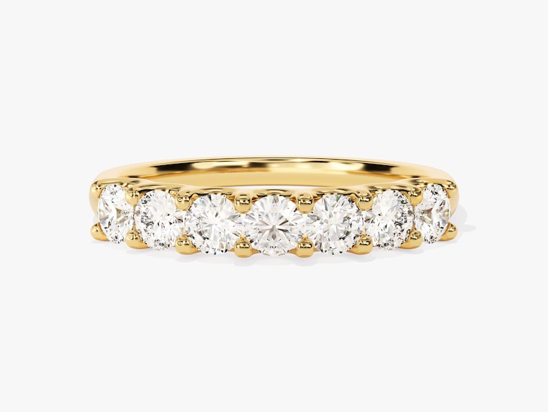 Stunning 0.70 CT Round Moissanite Stones Half Eternity Wedding Band 1
