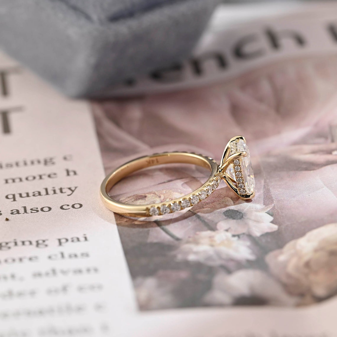 Stunning 3.0 CT Radiant Moissanite Engagement Ring with Pave & Hidden Halo Design 2