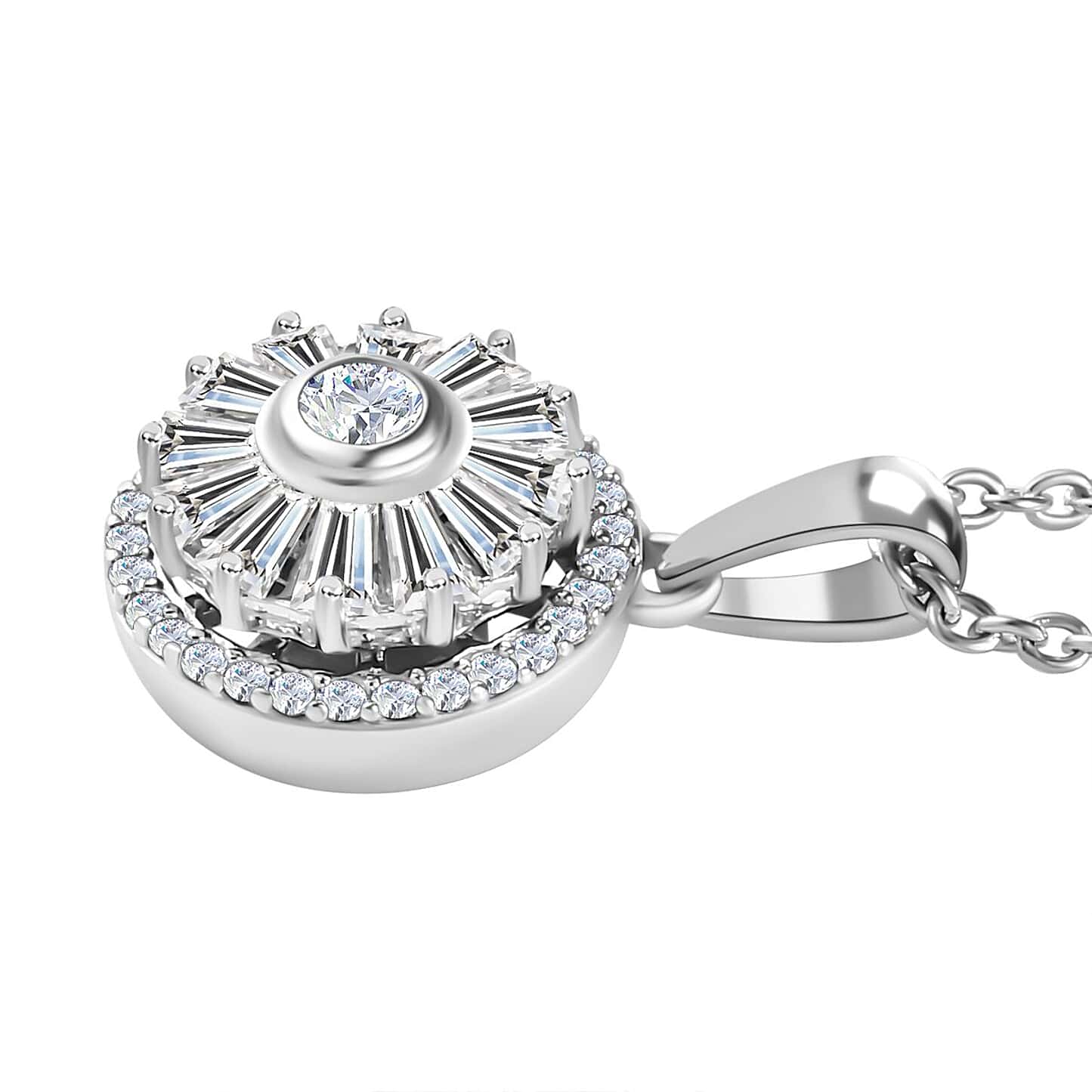 Round Cut Cubic Zirconia in 925 Sterling Silver Necklace 4