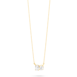 1.0 CT Emerald & Oval Moissanite Diamond Two Stone Necklace in Solid Gold 2