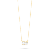 1.0 CT Emerald & Oval Moissanite Diamond Two Stone Necklace in Solid Gold 2