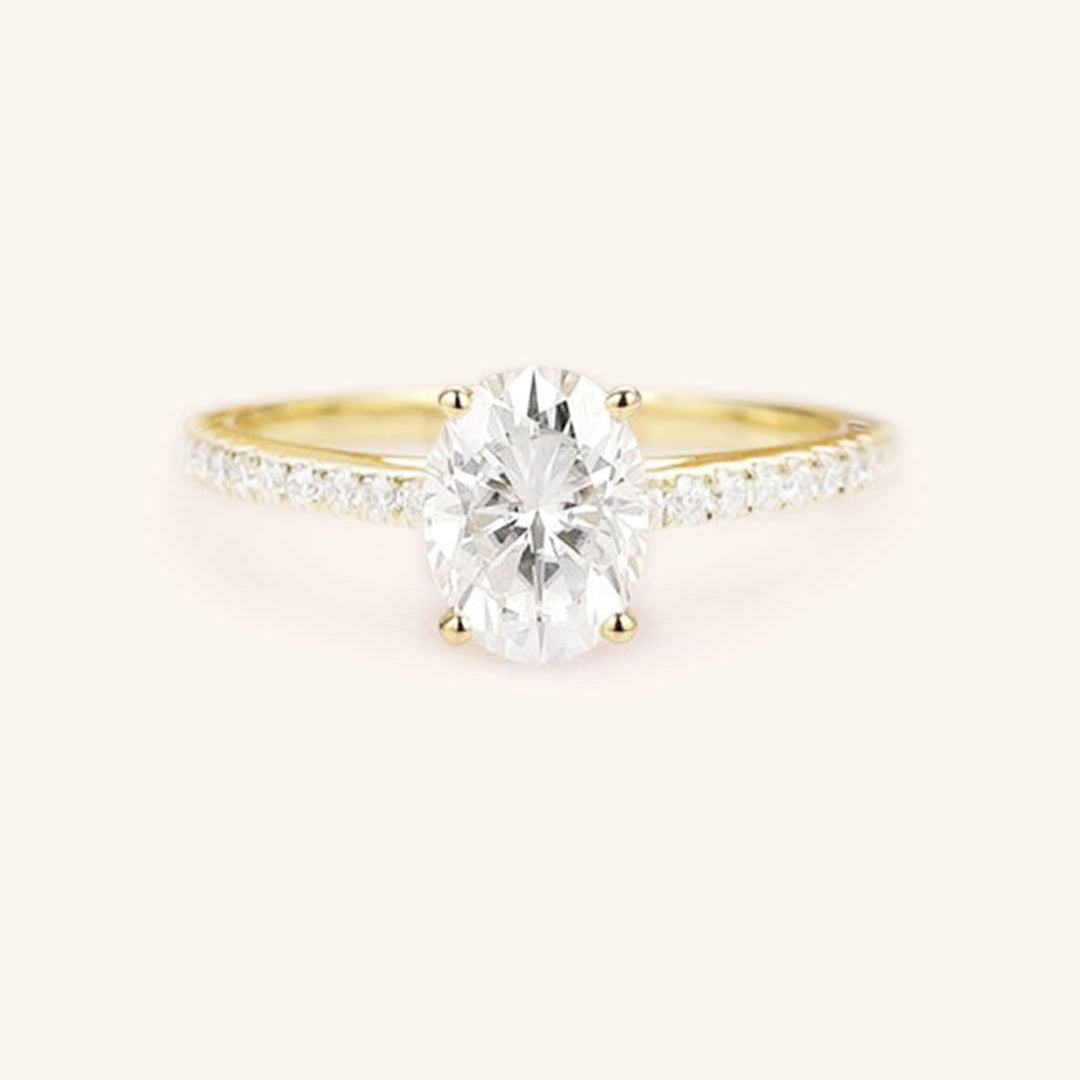 Stunning 1 CT Oval Moissanite Engagement Ring With Pave Design 1