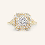 Stunning 1.0 CT Cushion Moissanite Engagement Ring with Double Halo & Pave Design 1