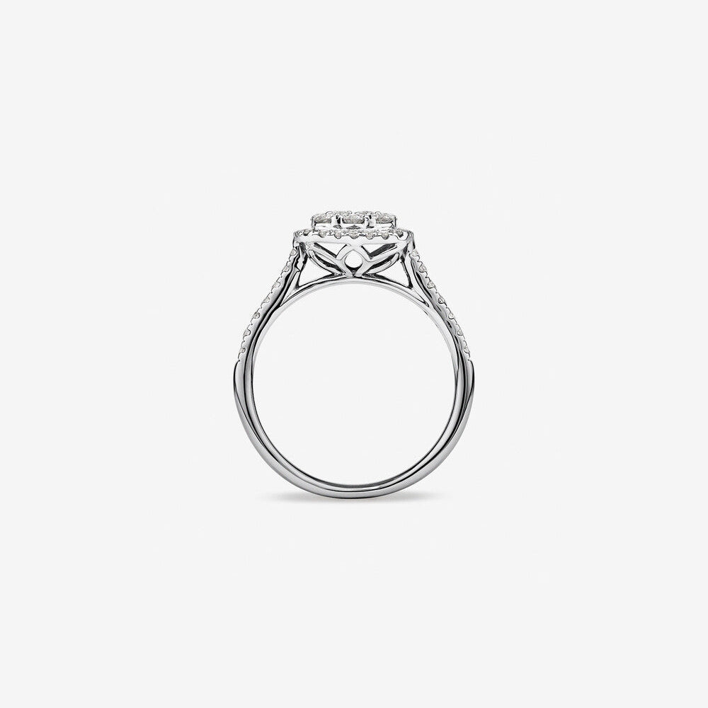 Stunning 0.73 TCW Round Moissanite Engagement Ring With Cluster Design 2
