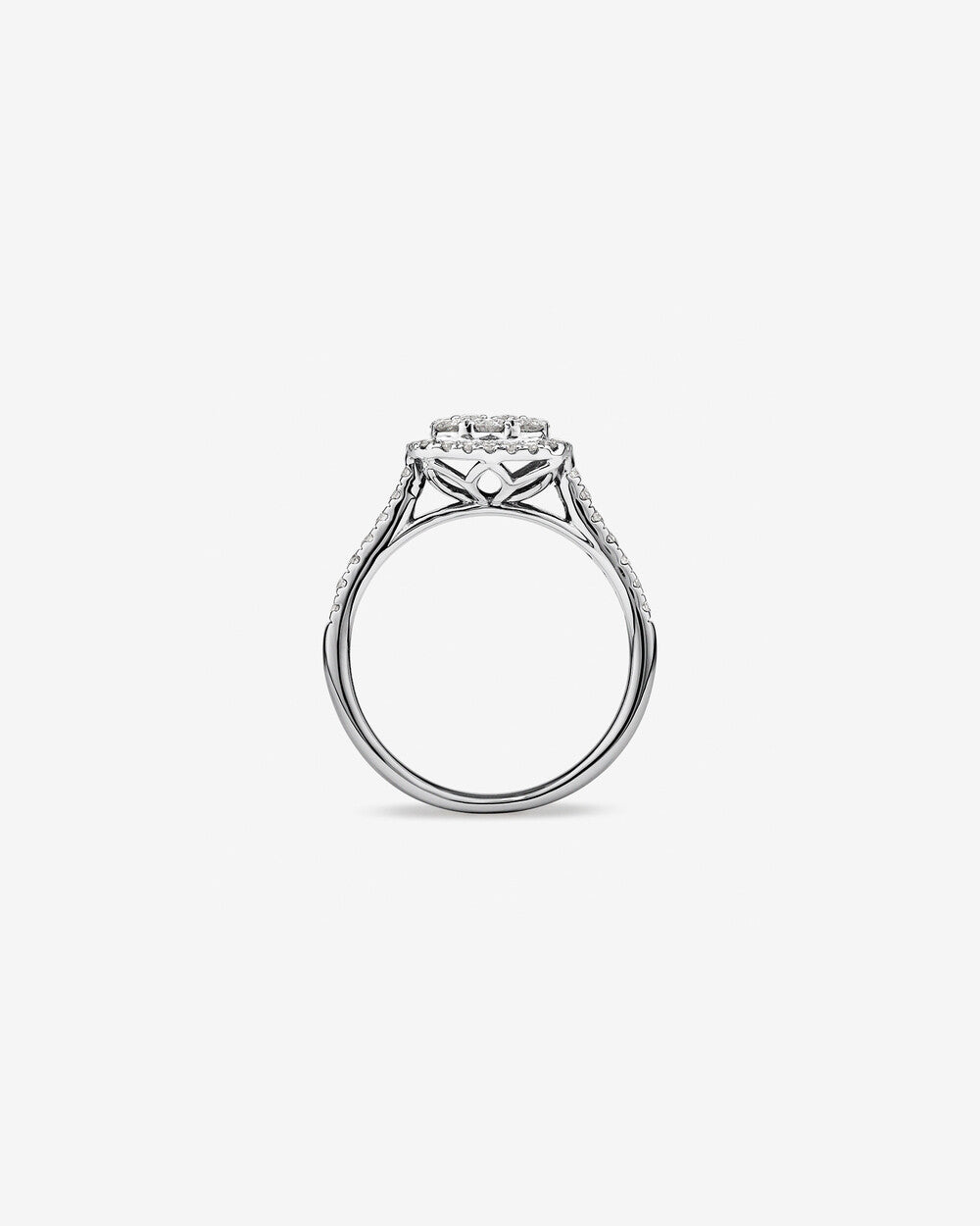 Stunning 0.73 TCW Round Moissanite Engagement Ring With Cluster Design 2