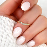 Stunning 0.06 TCW Round Moissanite Stones Curved Wedding Bands 6