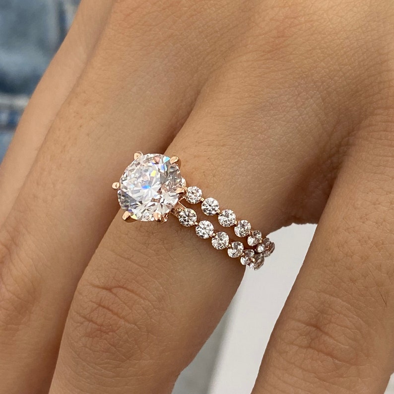 Classic 2.0 CT Round Moissanite Engagement Ring with Dainty Pave Design 3