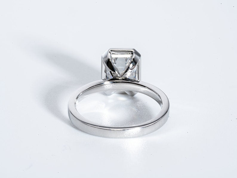 Classic 2.0 CT Emerald Moissanite Engagement Ring with Bezel Design 7