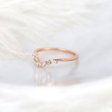 Stunning 0.15 TCW Marquise & Round Stones Curved Wedding Bands 2