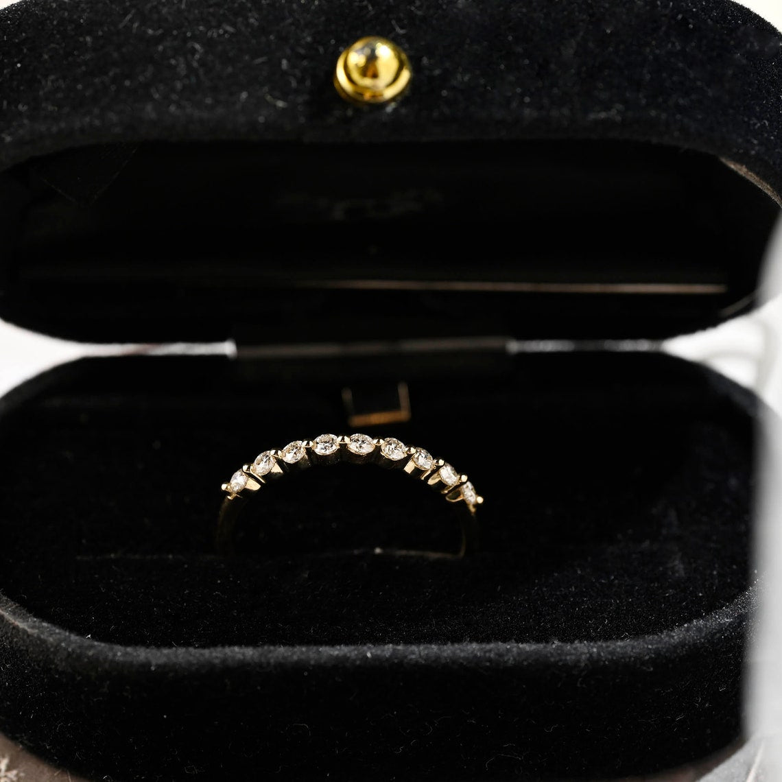 0.3 TCW Round Cut Moissanite Bridal Wedding Band 2