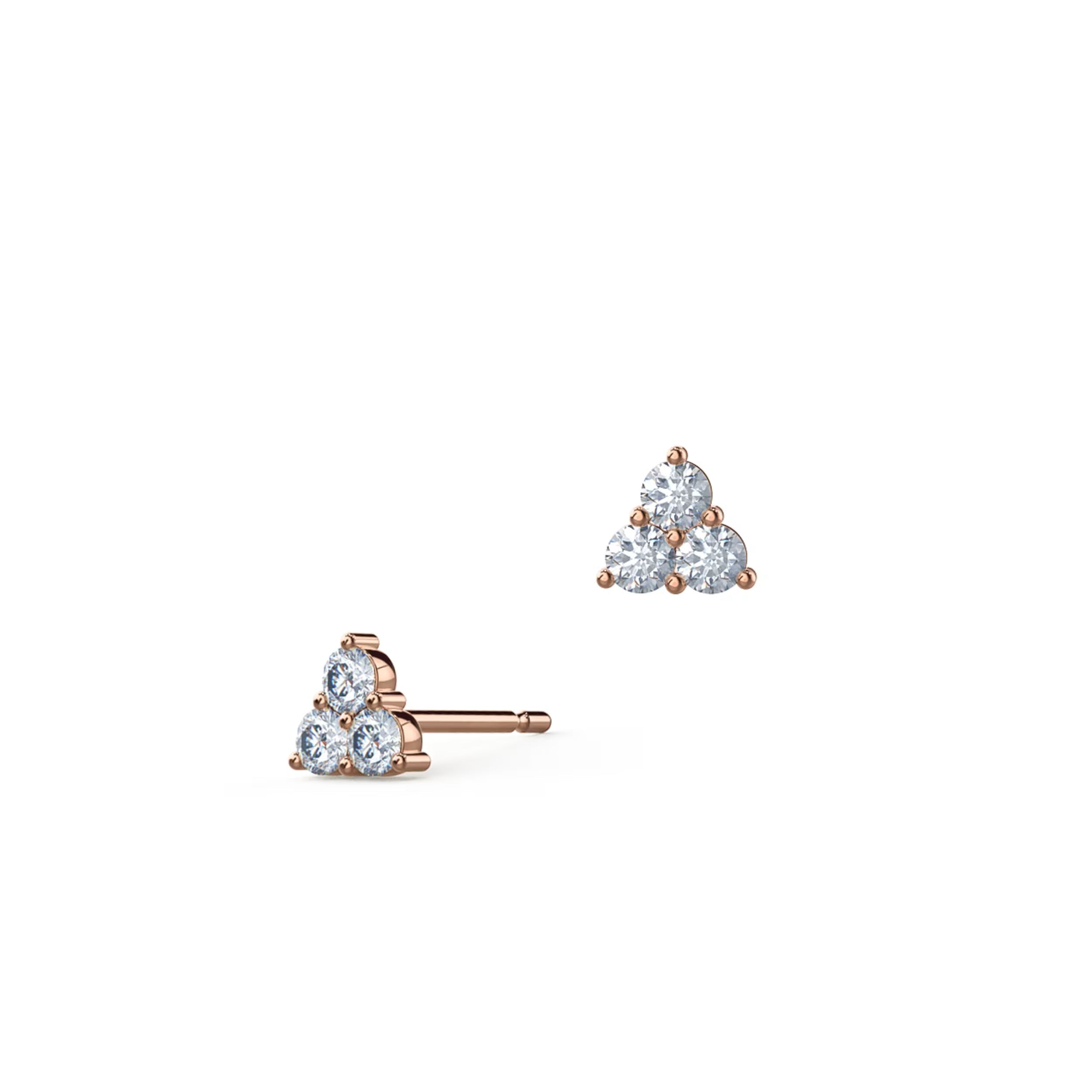 0.30 TCW Round Cut Moissanite Three Stone Stud Earrings in Gold 5