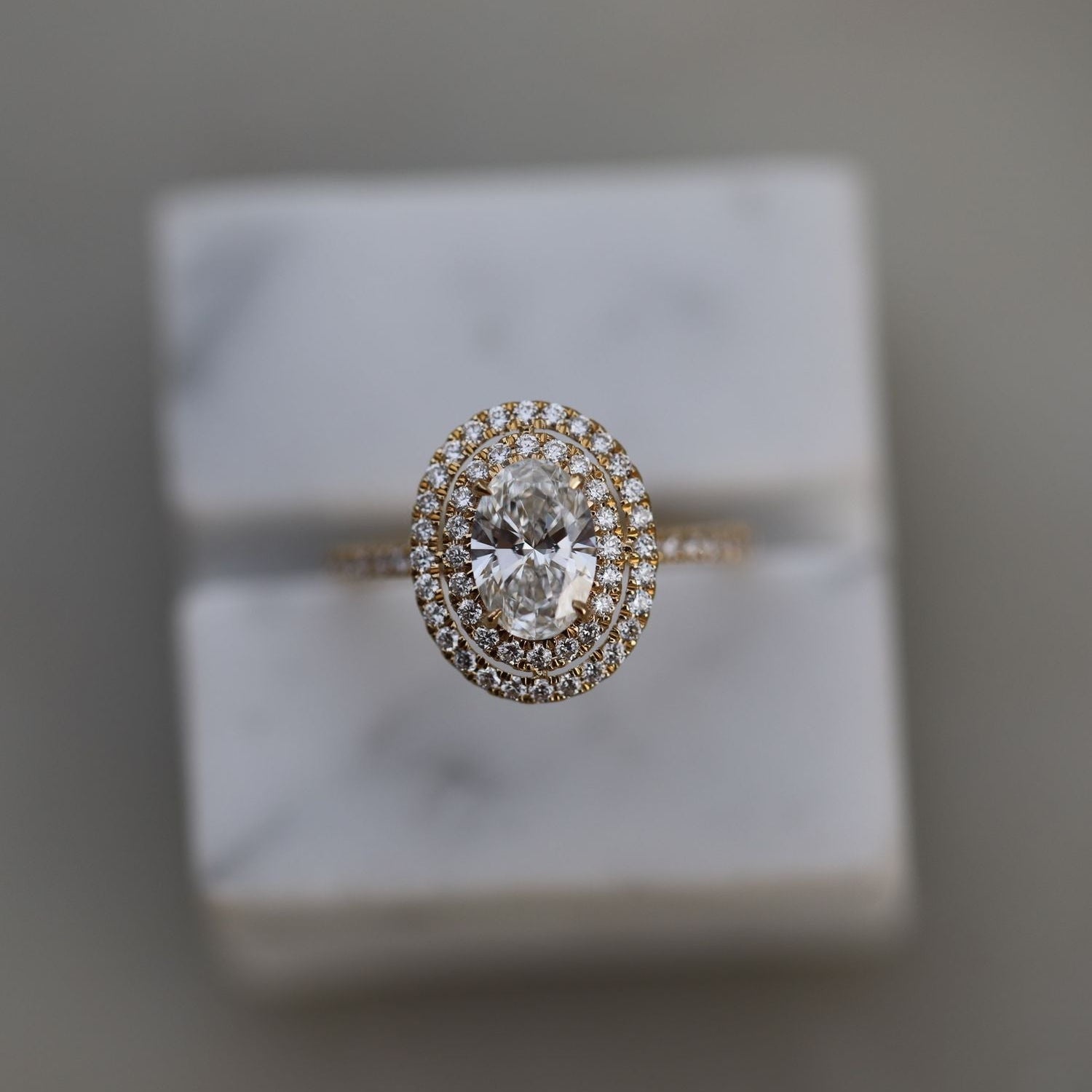 0.95 CT Oval Double Halo CVD F/VS2 Diamond Engagement Ring 1