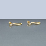 0.10 TCW Round Cut Moissanite Thread Earrings in Gold 3