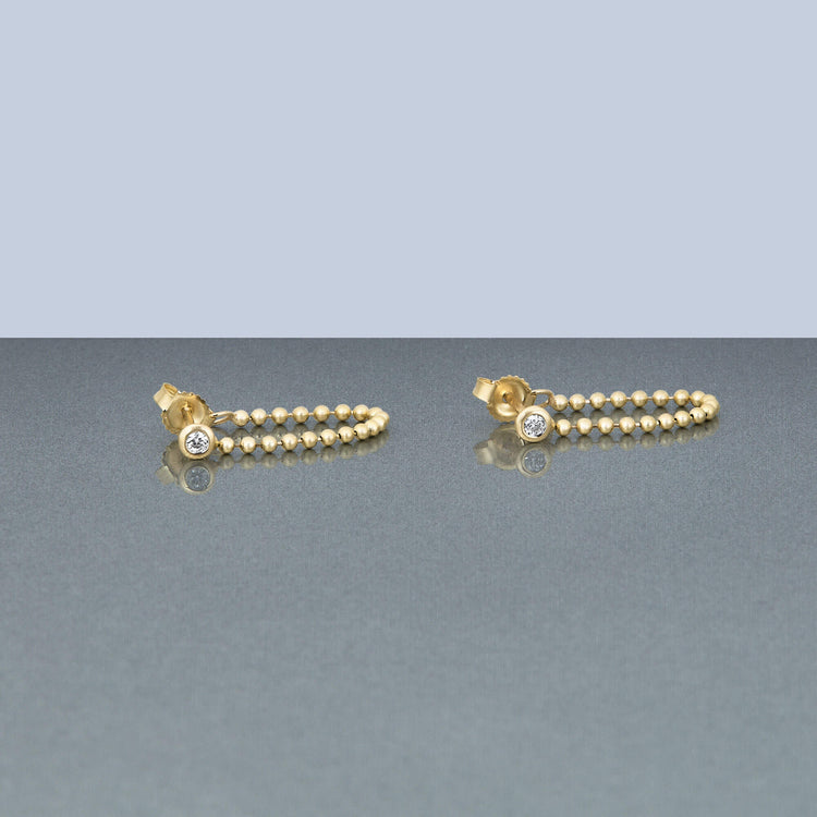 0.10 TCW Round Cut Moissanite Thread Earrings in Gold 3