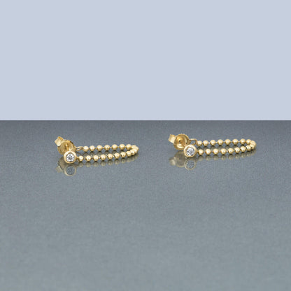 0.10 TCW Round Cut Moissanite Thread Earrings in Gold 3