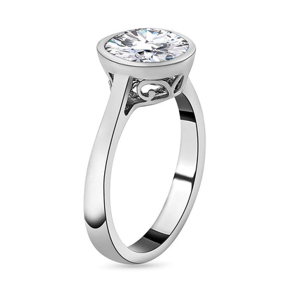 Round Cut Bezel Style Cubic Zirconia in 925 Sterling Silver Ring 4