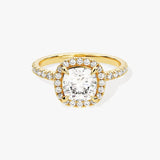 Stunning 1.0-2.0 CT Cushion Moissanite Engagement Ring with Halo & Pave Design 1