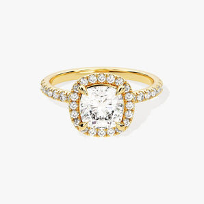 Stunning 1.0-2.0 CT Cushion Moissanite Engagement Ring with Halo & Pave Design