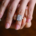 5.0 CT Radiant Shaped Moissanite Engagement Ring With Halo Split Shank Pave Accents 9