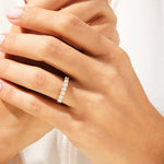 Stunning 0.70 CT Round Moissanite Stones Half Eternity Wedding Band 4