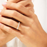 Stunning 0.70 CT Round Moissanite Stones Half Eternity Wedding Band 4
