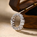 0.4 TCW Oval Pear & Emerald Cut Moissanite Bridal Wedding Band With Pave Style 8