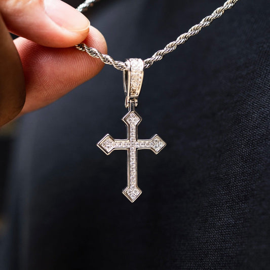 1.5 CT Round Moissanite CrossStyle Silver Pendant for Him 1