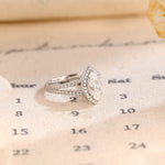 Stunning 1.0 CT Marquise Cut Moissanite Engagement Ring with Halo Split Shank Pave Design 5