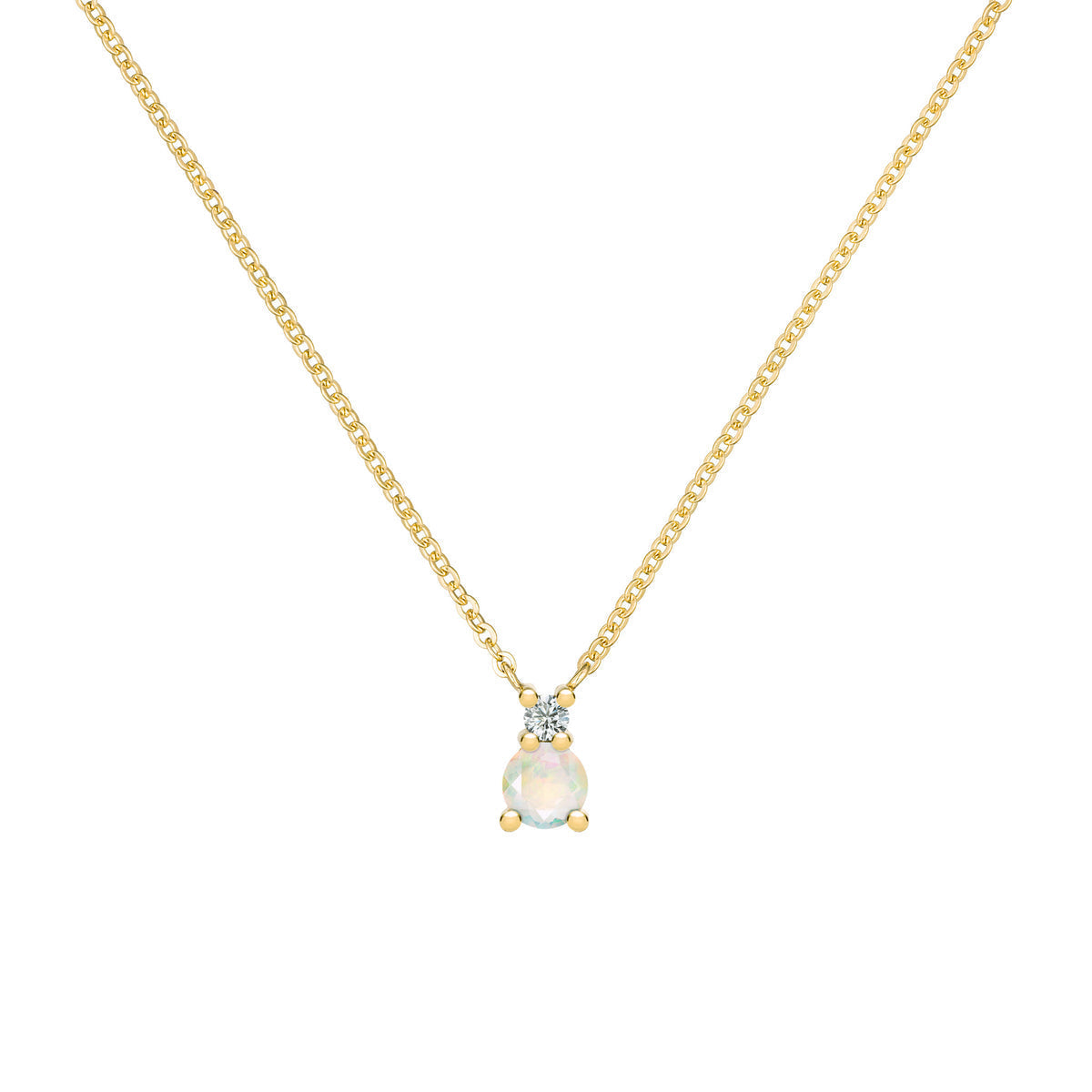 0.41 TCW Round Opal Lab Made Diamond- October Birthstone Necklace 1